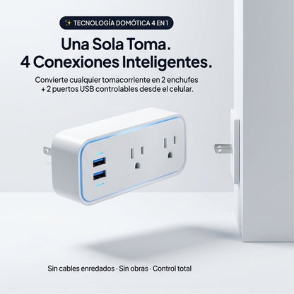 Enchufe inteligente doble 4 en 1 con control Wi-Fi