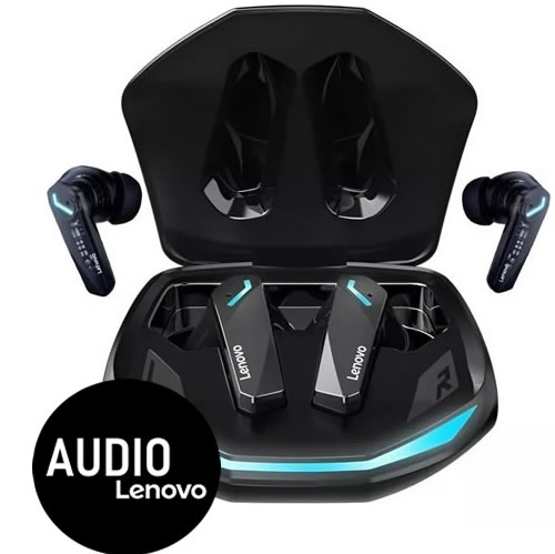 Audífonos Gaming Lenovo GM2 PRO Securiz · Bluetooth 5.3 · 30 horas batería · IPX5 · latencia 60ms · TWS con estuche de carga USB-C