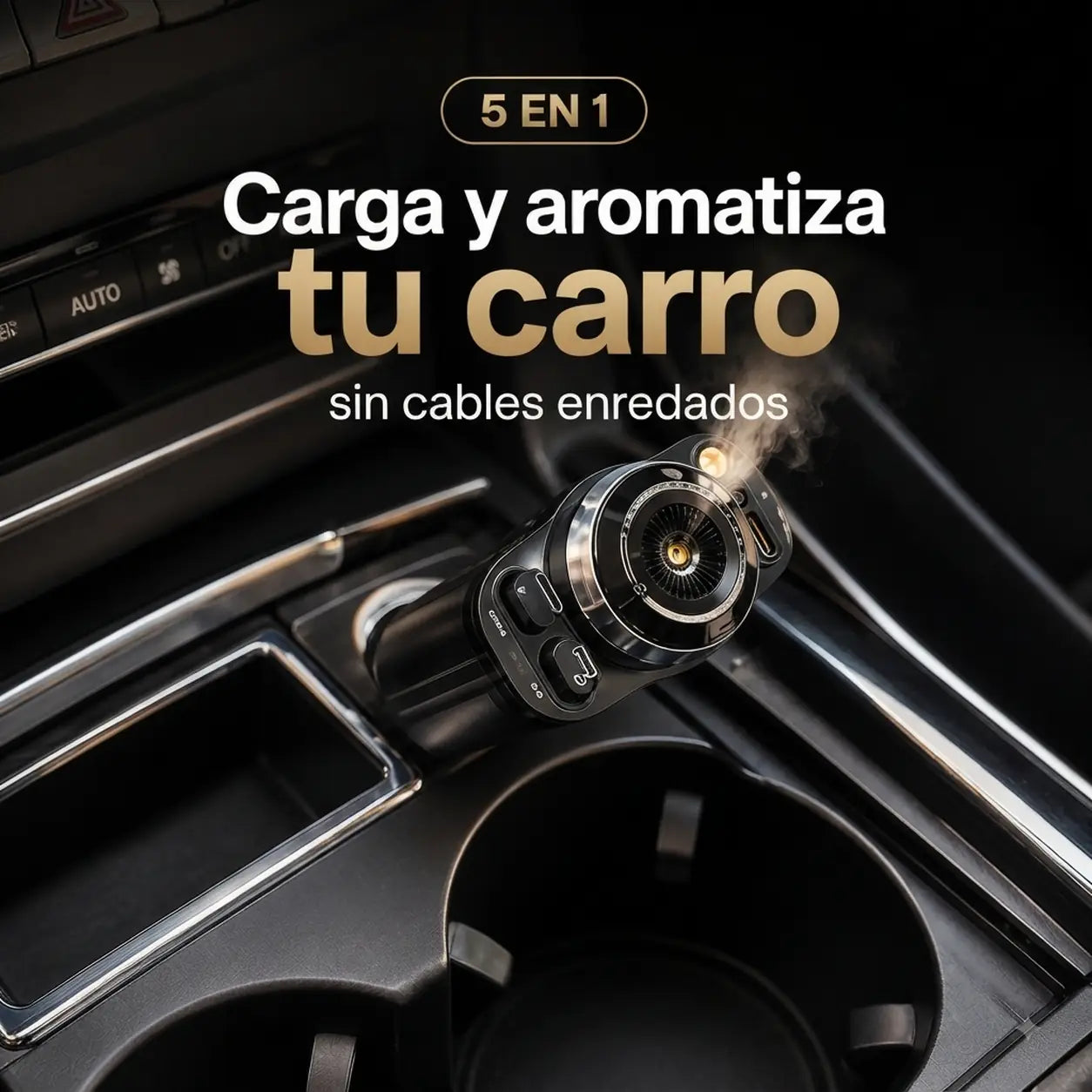 Carga y aromatiza tu carro sin cables enredados con AuraDrive 5 en 1