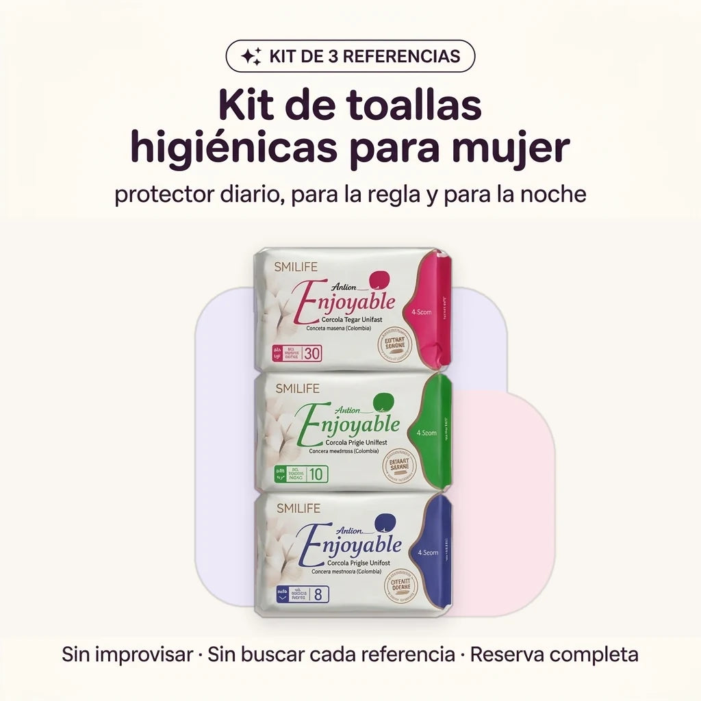 Kit de Toallas higiénicas para el Cuidado Femenino 24/7: Diario, Día y Noche.