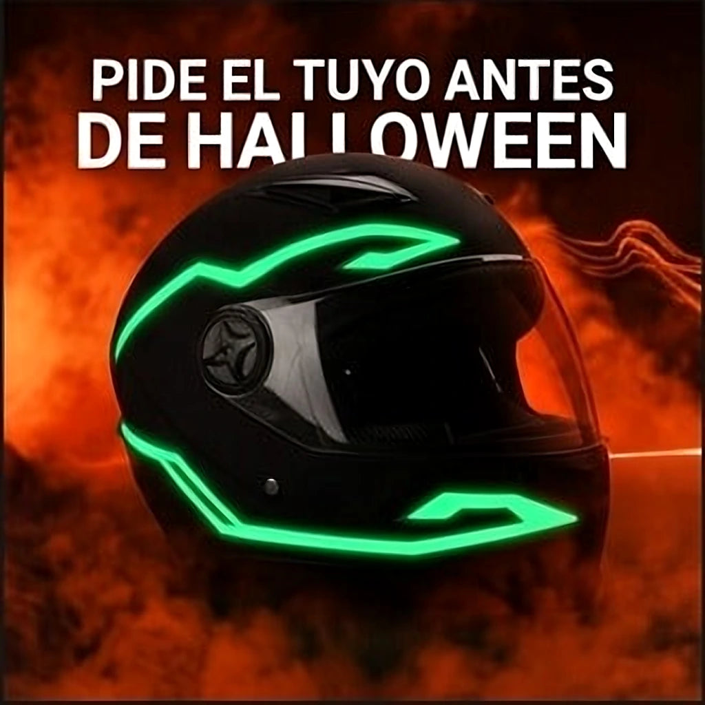 Casco con luz LED verde para temporada de Halloween
